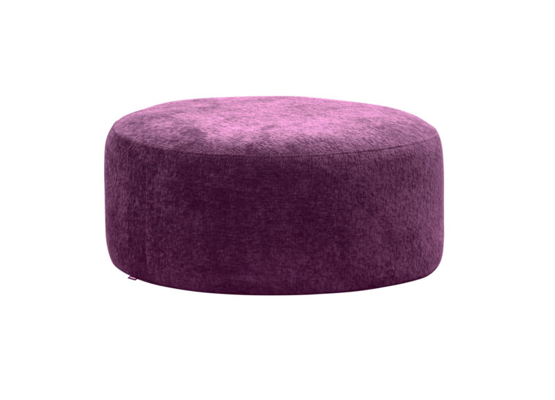 Round footstool in blackberry color.